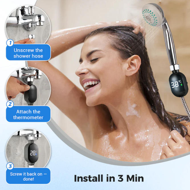 Shower thermometer - Instant digital display, waterproof and easy to install, ensuring shower safety.