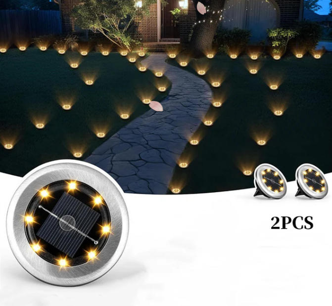 Outdoor Waterproof Solar Ground Light - 2 Pack/Set
