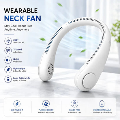 🔥Portable Bladeless Neck Fan Hands Free Personal Cooling Fan With 360° Airflow For Hot Summer Days