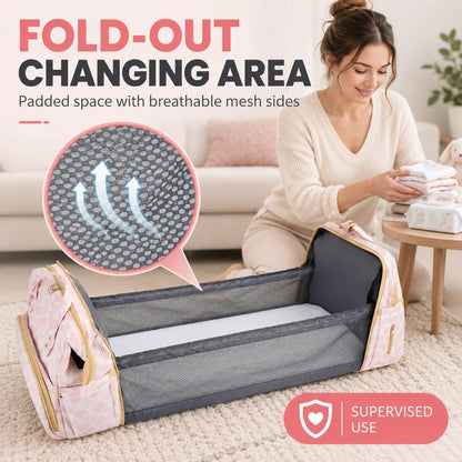 💥50% OFF 🎒🍼3-in-1 Diaper Bag Backpack with Fold-Out Changing Station