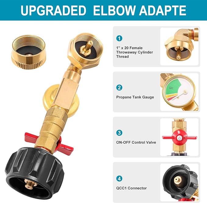 🔥 Top 90° Elbow Propane Refill Adapter With Pressure Gauge