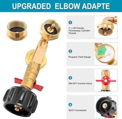 🔥 Top 90° Elbow Propane Refill Adapter With Pressure Gauge