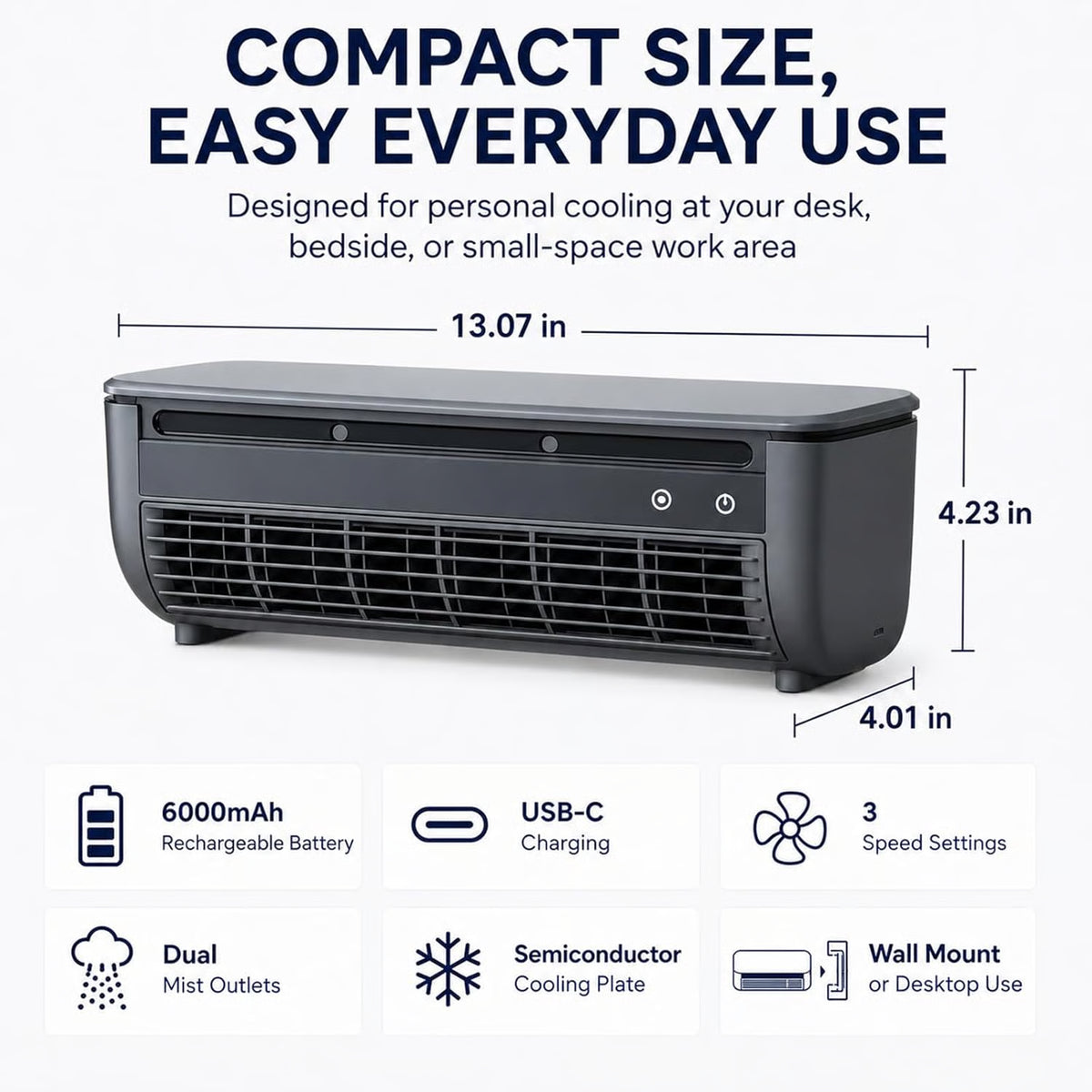 ❄️Wireless Wall Mount Ice Mist Cooling Fan – Rechargeable Portable Air Cooler for Home & Kitchen