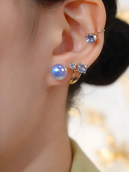 Pearl and Zircon Earrings