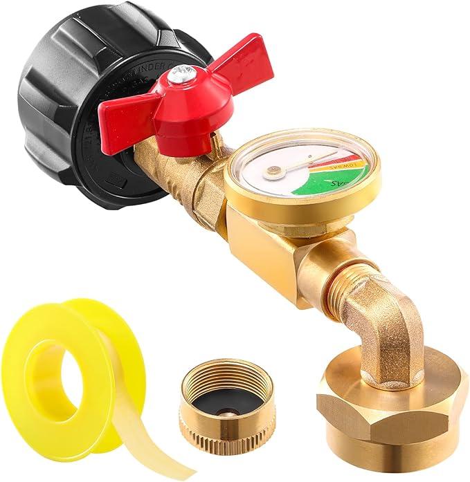 🔥 Top 90° Elbow Propane Refill Adapter With Pressure Gauge