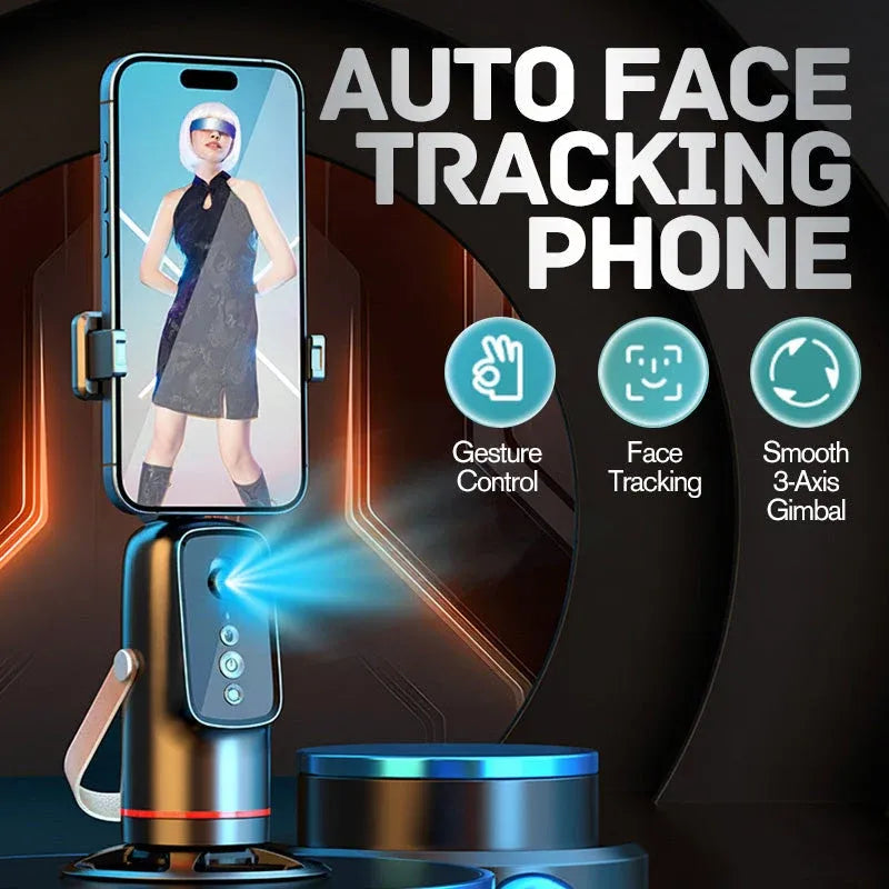 📱Auto Face Tracking Phone Holder, Gesture Control 3-Axis Gimbal Stabilizer, Smart Auto Rotating Phone Stand for Live Streaming, Vlog Shooting & Video Recording