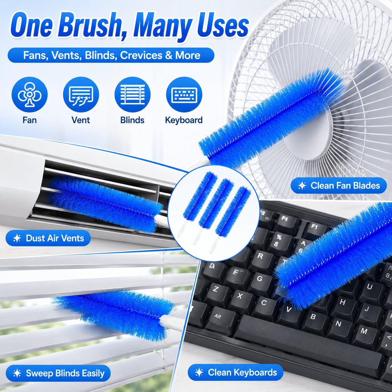 ⭐Reusable Bendable Microfiber Duster – Flexible Dust Cleaning Brush for Hard-to-Reach Areas