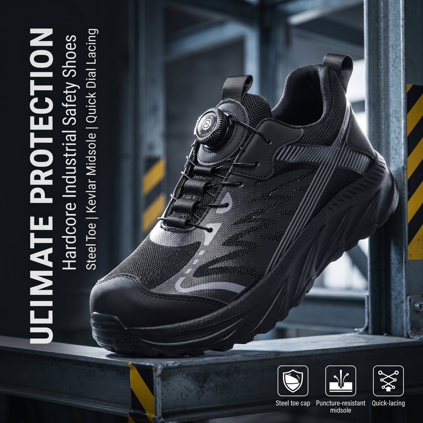 Steel Toe & Puncture-Proof Wide Toe Work Shoes, Non-blister Comfortable Safety Boots