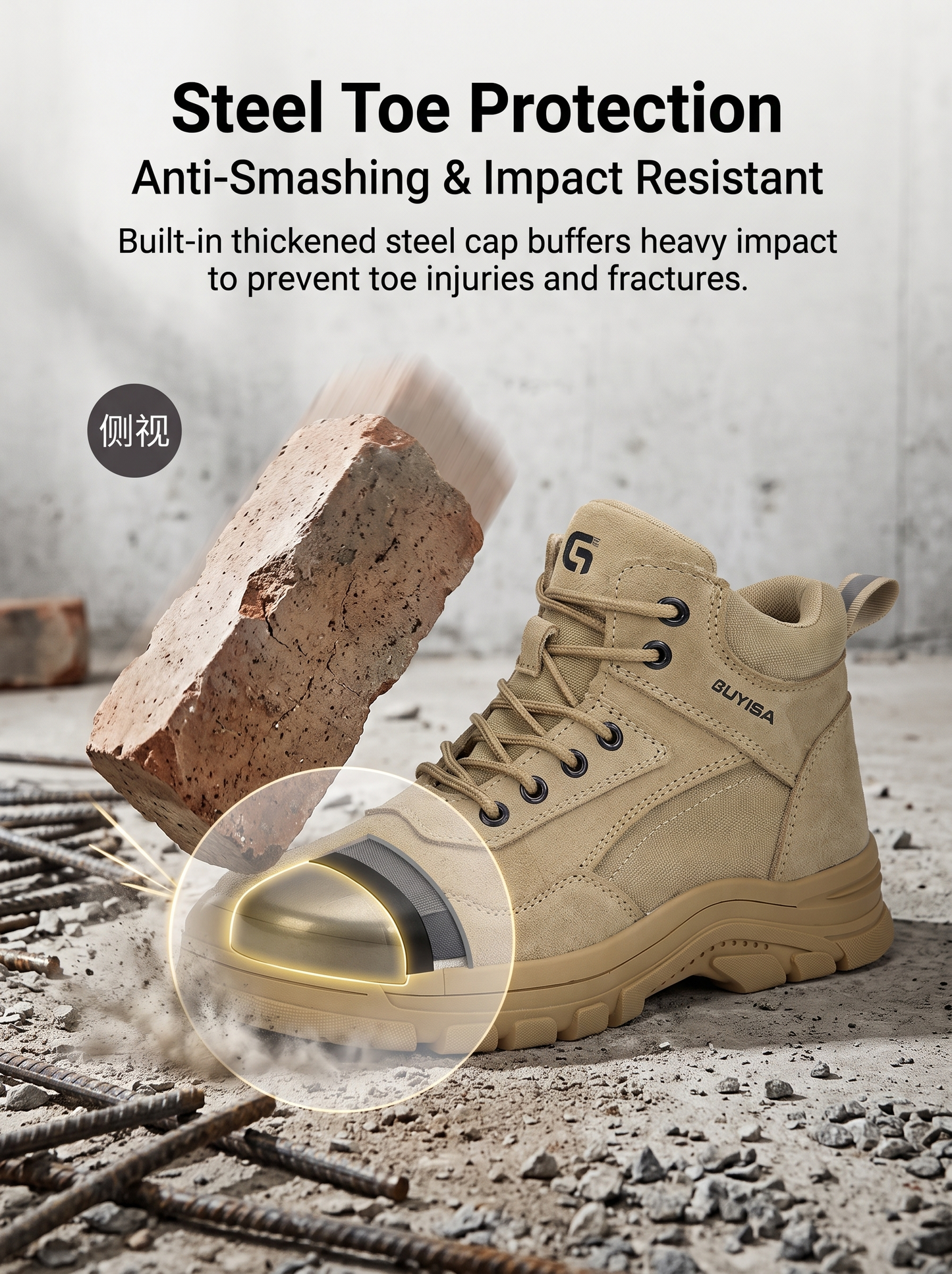 🔥 2026 New High Top Safety Work Boots, Steel Toe Anti-Smashing Anti-Puncture Slip Resistant Industrial Protective Labor Shoes for Construction Warehouse Factory