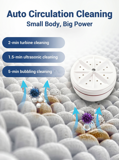 🧺 Imported Portable Ultrasonic Washing Machine with Powerful Turbine Cleaning