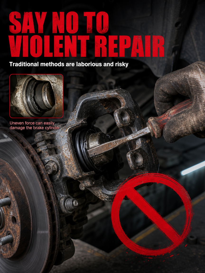 🔧 Brake Caliper Piston Compression Wrench, Easy Brake Pad Replacement