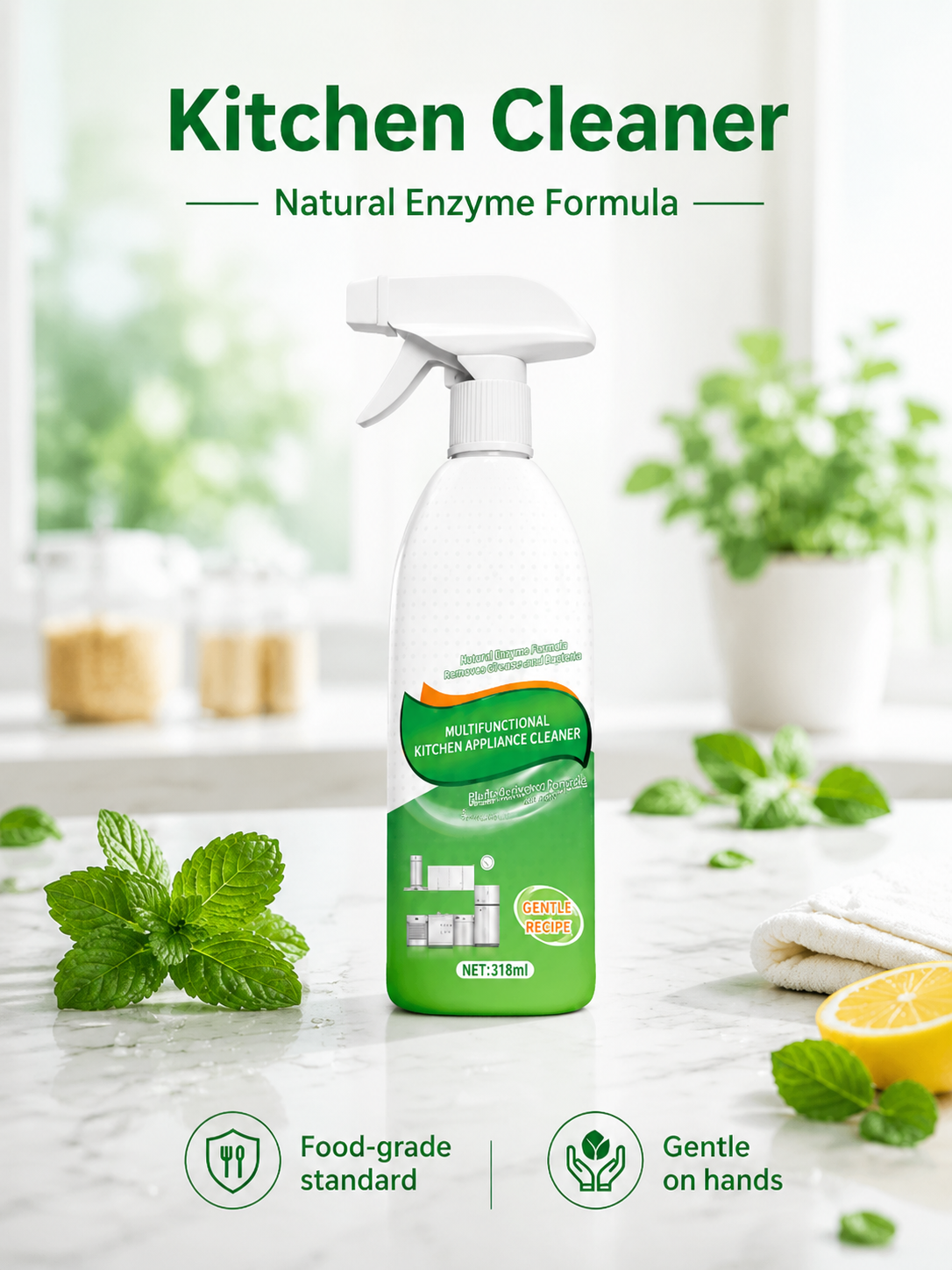 🔥 The high-efficiency kitchen cleaner delivers powerful deep cleaning, removing dirt, grease buildup, and stains in seconds.