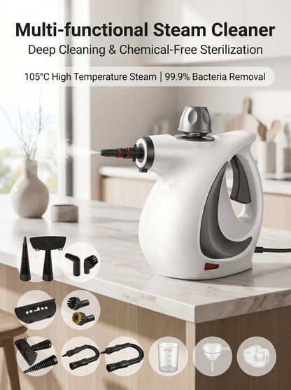 🔥Chemical-Free Deep Clean｜Power Handheld Steam Cleaner for Whole House & Car