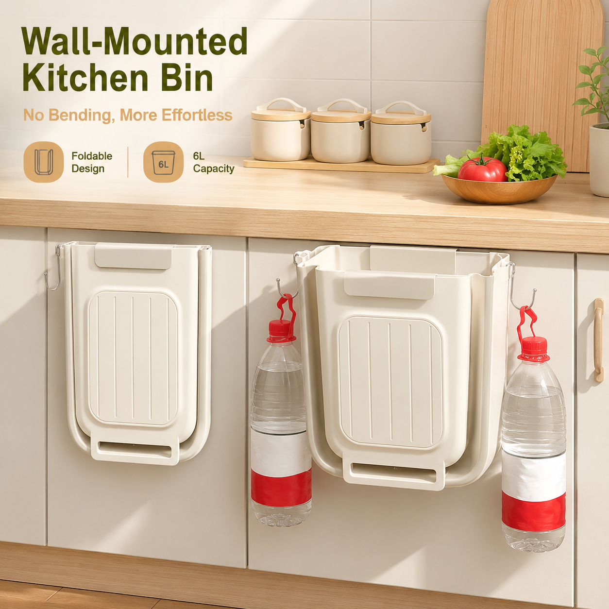 🔥Foldable Kitchen Trash Can – Wall Mounted Space Saving Bin for Easy Cooking & Clean-Up