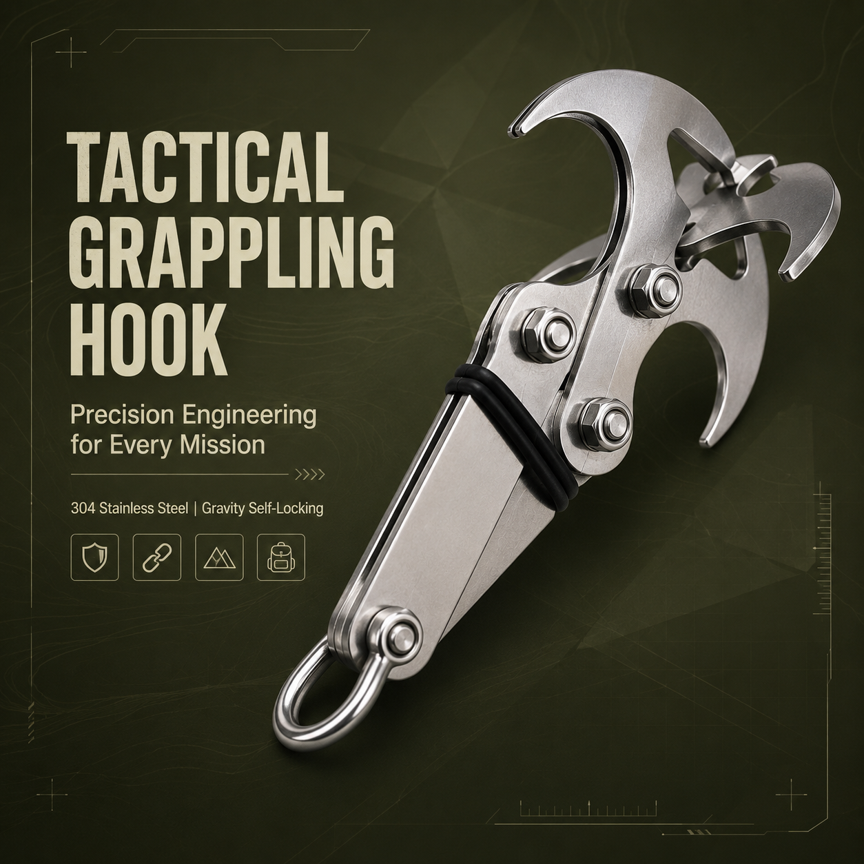 🪝 The Ultimate Outdoor Survival Grappling Hook – Compact, Strong & Multi-Purpose
