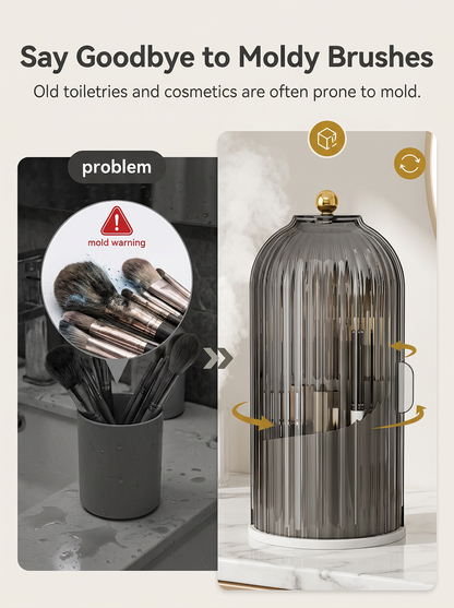 Keep Brushes Dust‑Free! Multi‑Compartment Rotating Makeup Holder