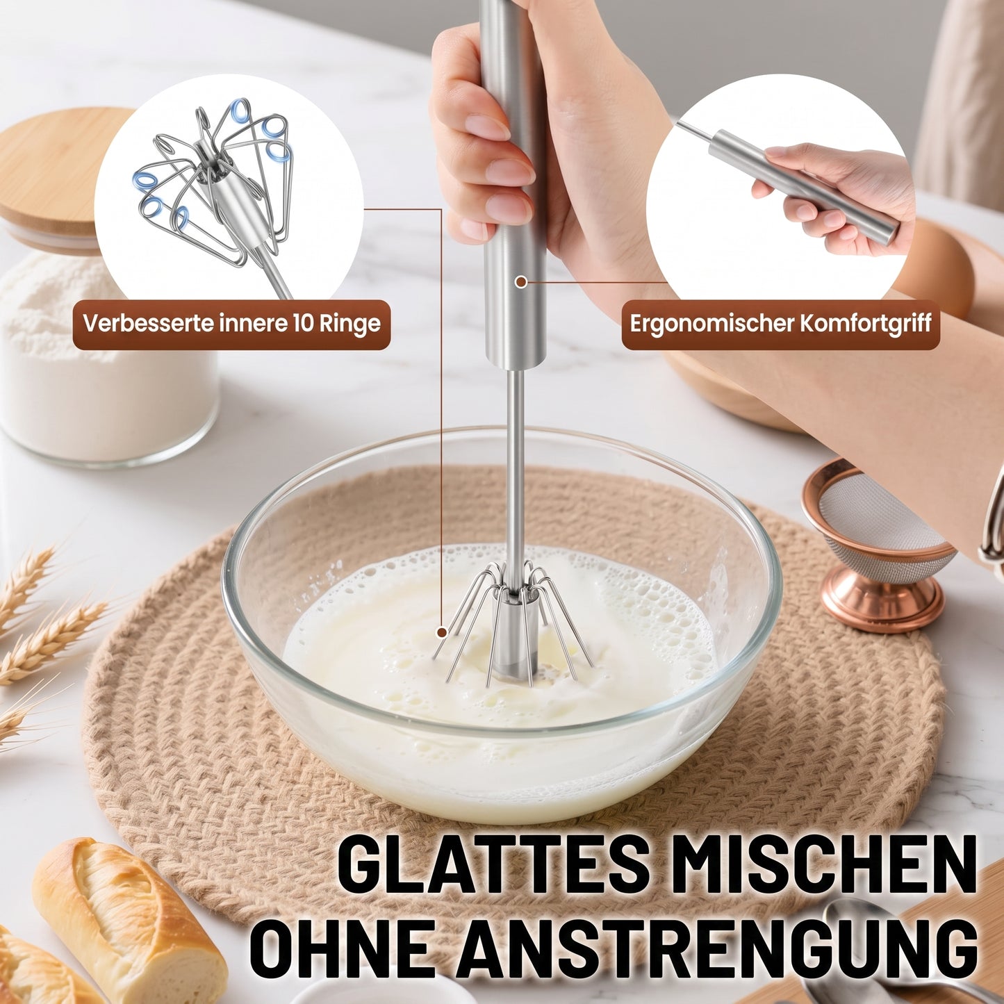 🔥Automatischer Edelstahlmixer – Kein Stromanschluss erforderlich, schnelles und einfaches Mischen