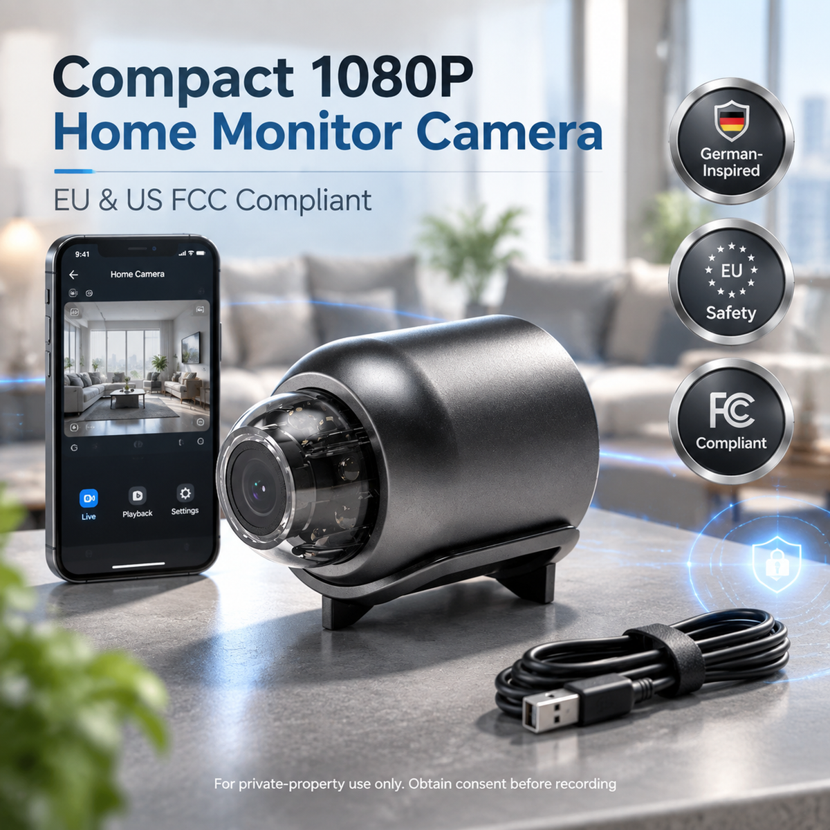 💥50% OFF 📹🛡️Small Indoor WiFi Camera for Pet,Baby & Home Monitoring
