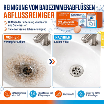 🚿 Schnell wirkende Brausetabletten zur Abflussreinigung – Beseitigt sofort hartnäckige Verstopfungen und Gerüche.