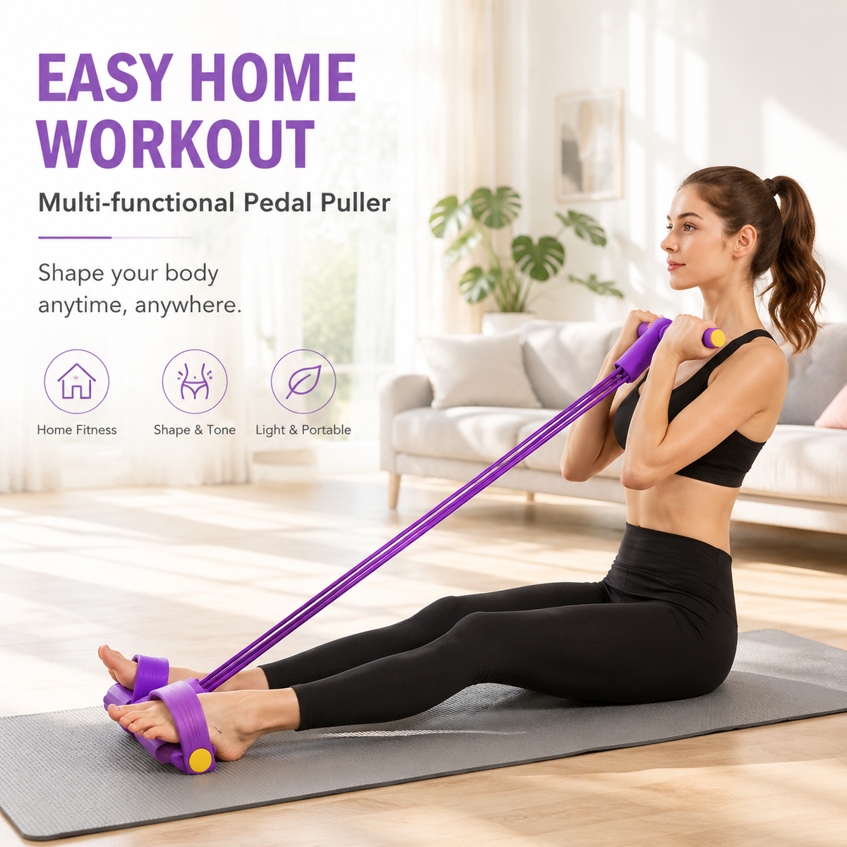 🔥 50% OFF + BUY 1 GET 1 FREE！Fitness Resistance Bands-6 Tube Pedal Ankle Puller