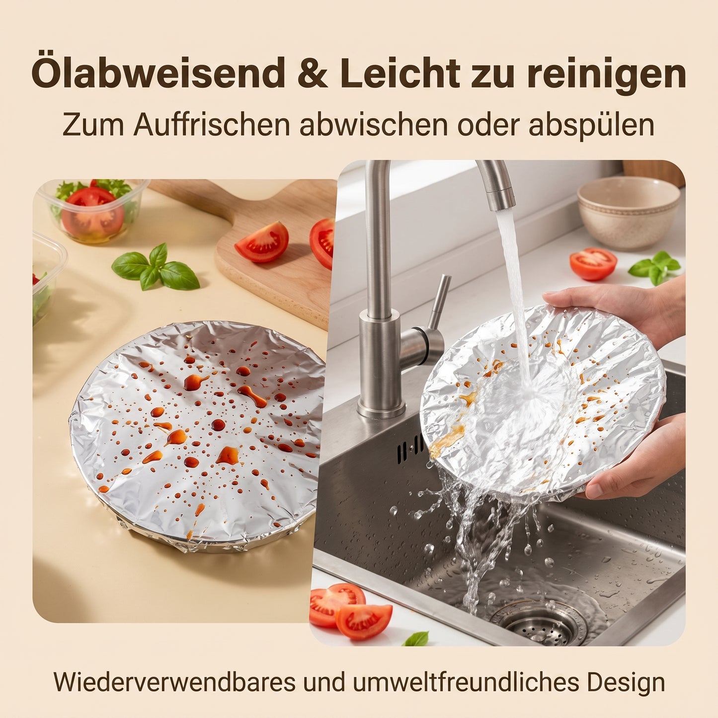 🔥Wiederverwendbare, isolierende Lebensmittelabdeckungen aus Aluminiumfolie – Halten Sie Speisen warm, frisch und geschützt