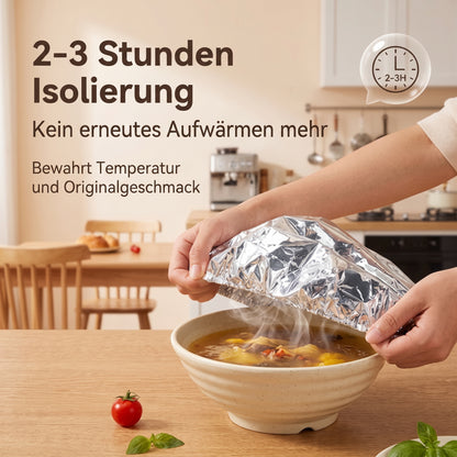 🔥Wiederverwendbare, isolierende Lebensmittelabdeckungen aus Aluminiumfolie – Halten Sie Speisen warm, frisch und geschützt