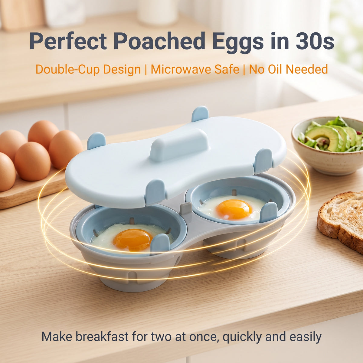 🍳Buy 1 Get 1 Free - Microwave Egg Cooker – Food-Grade Material, Heat-Resistant; Easily Cook Perfect Poached Eggs.