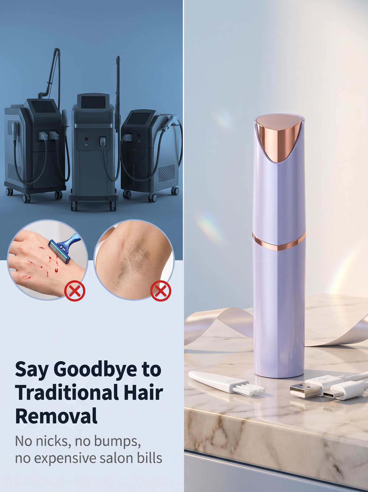 ✨Mini Lipstick Hair Remover | USB Rechargeable Full‑Body Use