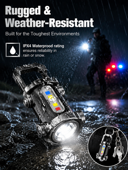 Portable Rechargeable High Brightness Keychain Flashlight, Waterproof Mini LED Emergency Torch for Outdoor Camping Night Walking
