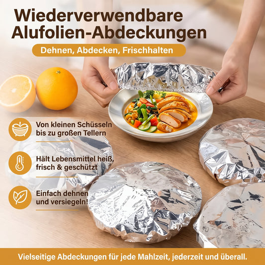 🔥Wiederverwendbare, isolierende Lebensmittelabdeckungen aus Aluminiumfolie – Halten Sie Speisen warm, frisch und geschützt