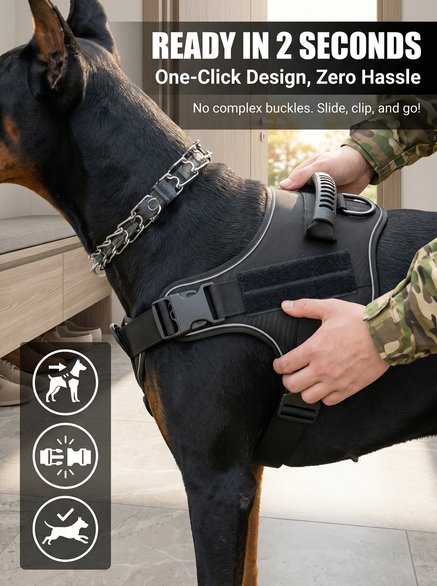 No Pull Dog Harness Front & Back Clip Breathable Adjustable Anti-Tug Pet Vest for Outdoor Walking Training