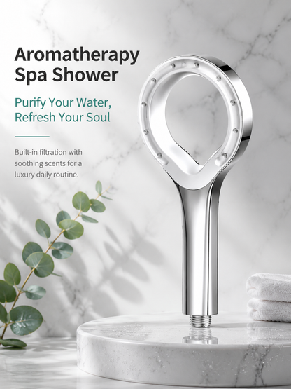 Hollow Ring Pressurized Handheld Shower Head, Negative Ion Oxygenation Filter Shower Purify Water Remove Harmful Impurities for Daily Beauty Skin Care