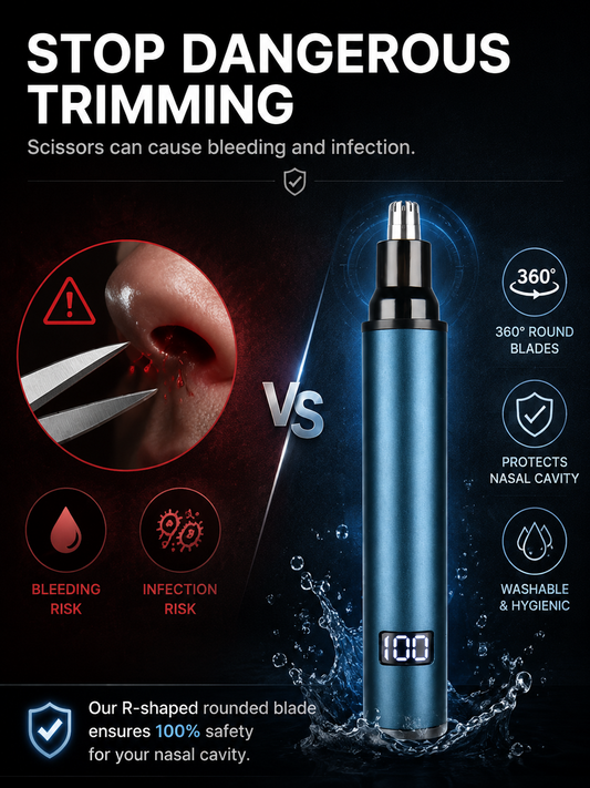 Rechargeable Nose Hair Trimmer with Diamond Sharp Blade, Waterproof Painless Electric Nose Ear Hair Clipper for Men