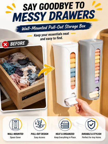 Wall Mounted Pull-Out Underwear and Socks Storage Box