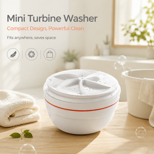 🧺 Imported Portable Ultrasonic Washing Machine with Powerful Turbine Cleaning