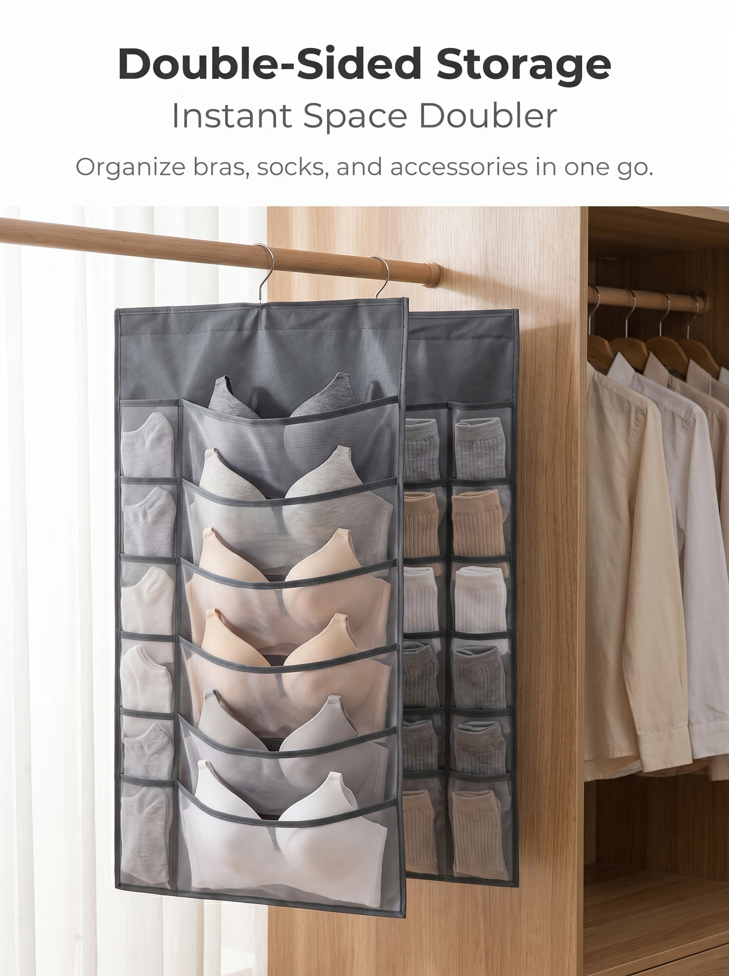 🔥Hot Sale🔥 Double-Sided Hanging Storage Bag | 36 Grids Dustproof Lingerie Organizer
