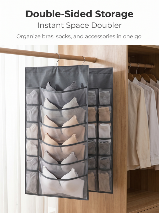 🔥Hot Sale🔥 Double-Sided Hanging Storage Bag | 36 Grids Dustproof Lingerie Organizer