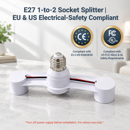 💥50% OFF! 💡📹E27 Bulb Socket Splitter (1-to-2)