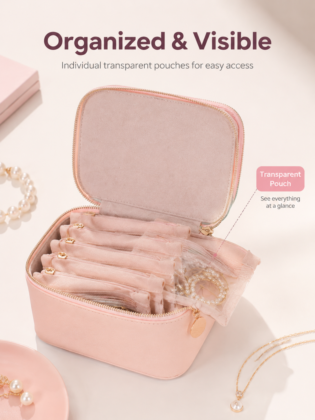 Buy one get one free💍 8 Clear Pouches Travel Jewelry Box | Instantly Find & Protect All Jewelry
