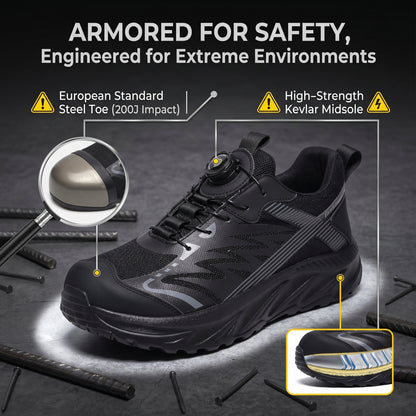 Steel Toe & Puncture-Proof Wide Toe Work Shoes, Non-blister Comfortable Safety Boots