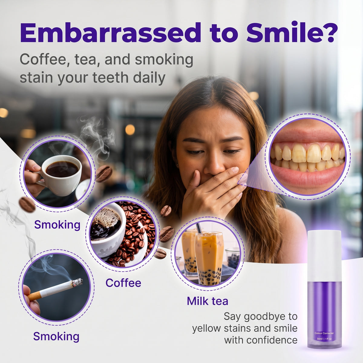 💕Buy 1 Get 1 Free🎁Purple Brightening Toothpaste Whitening Toothpaste
