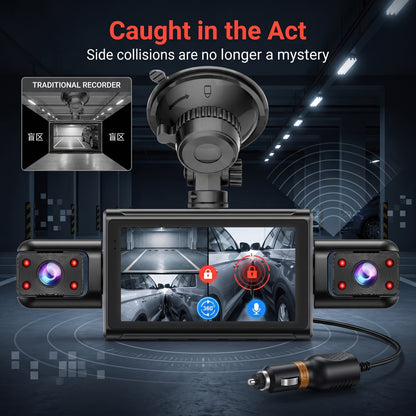 🚗High-Definition 4-Channel Dash Cam – 360° Coverage with No Blind Spots, 24-Hour Comprehensive Monitoring