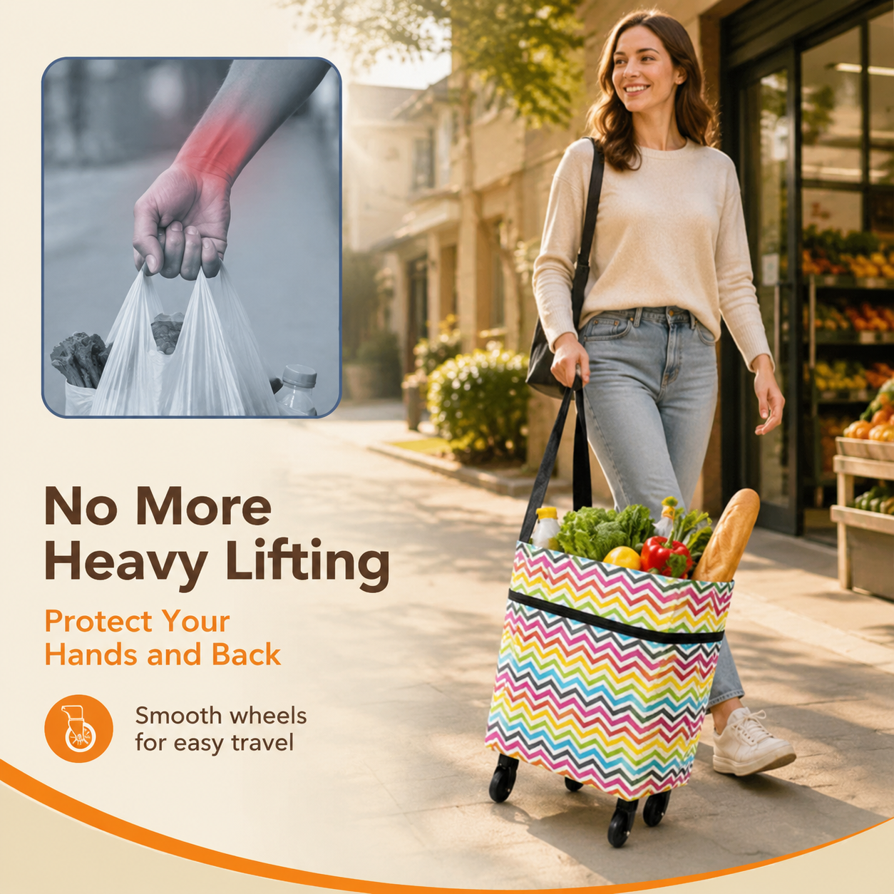 🔥 Limited Time 50% OFF 🛒 2-in-1 Foldable Grocery Bag & Rolling Cart