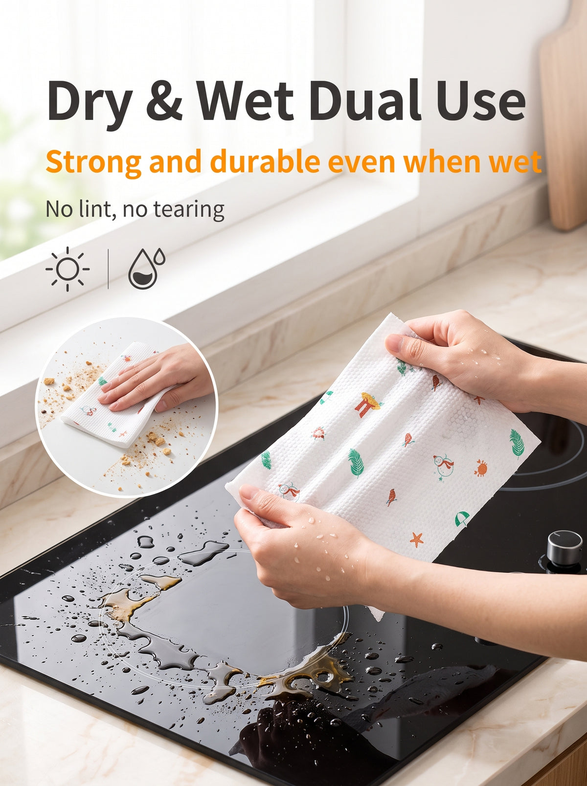 🔥Reusable Kitchen Cleaning Paper｜Wet & Dry Use Super Absorbent Dish Cloth