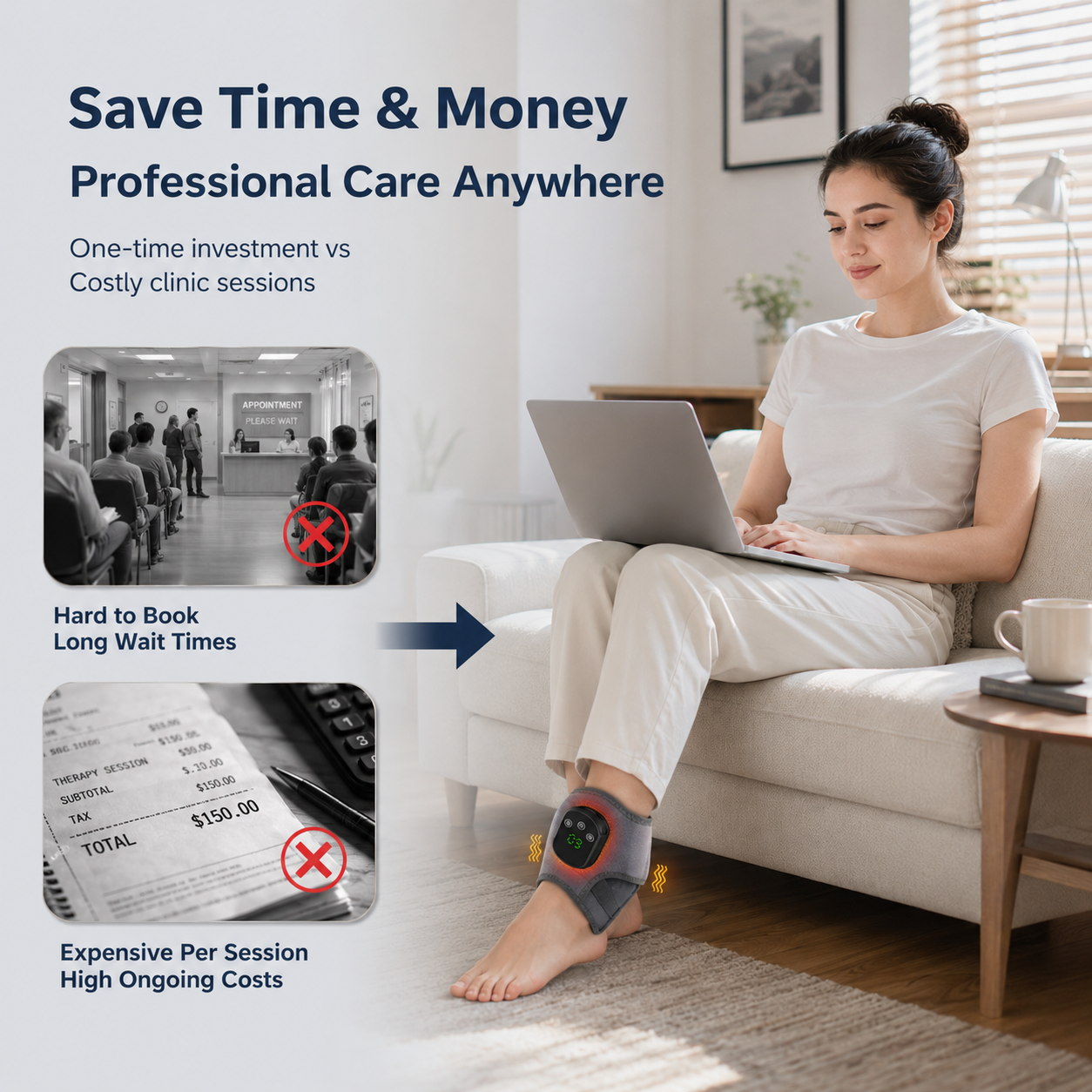 👣 3-in-1 Foot & Ankle Massager – Soothe Pain, Fatigue & Swelling at Home