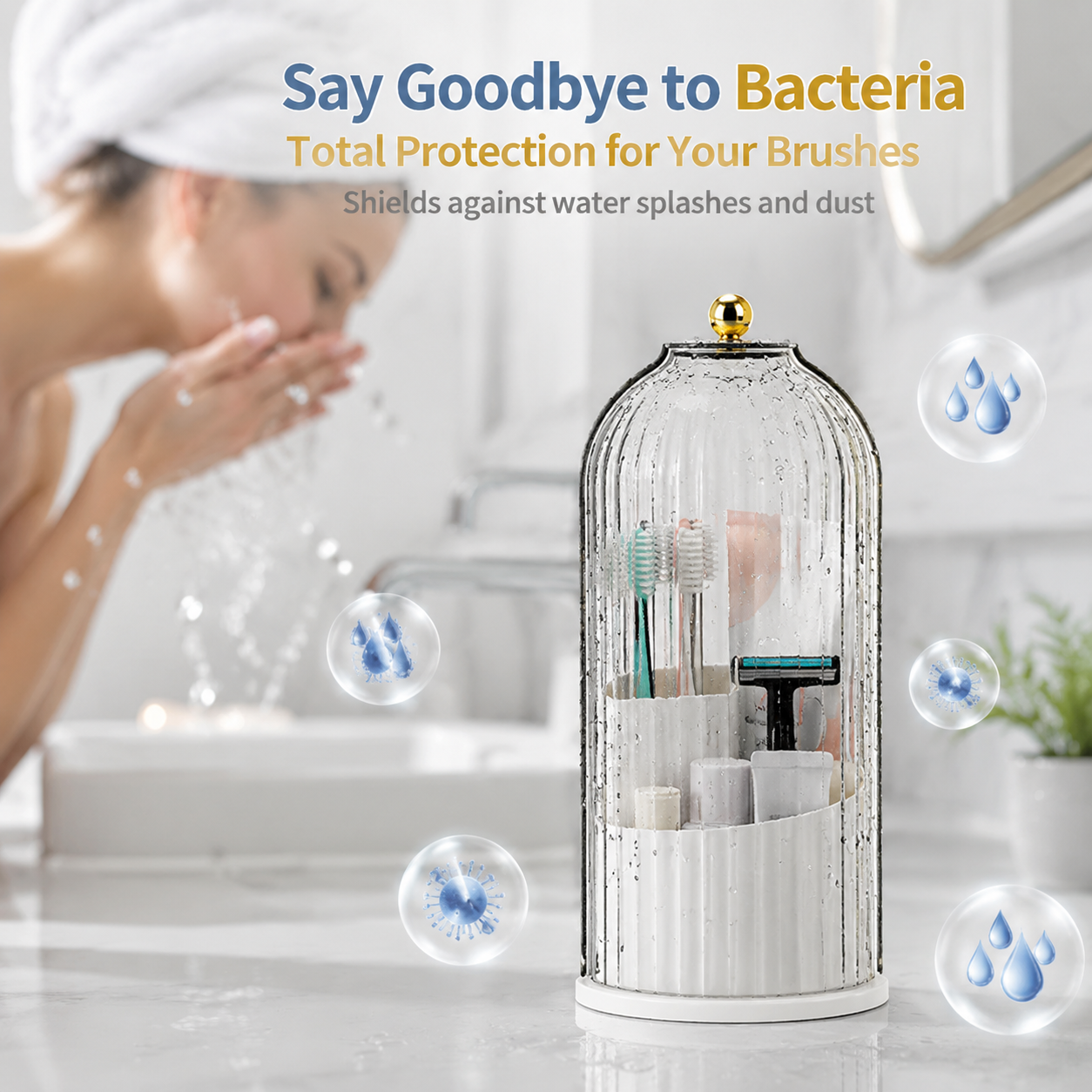 ✨ Sliding Lid Toothbrush Organizer – Protect Your Toothbrush from Dust & Bathroom Air