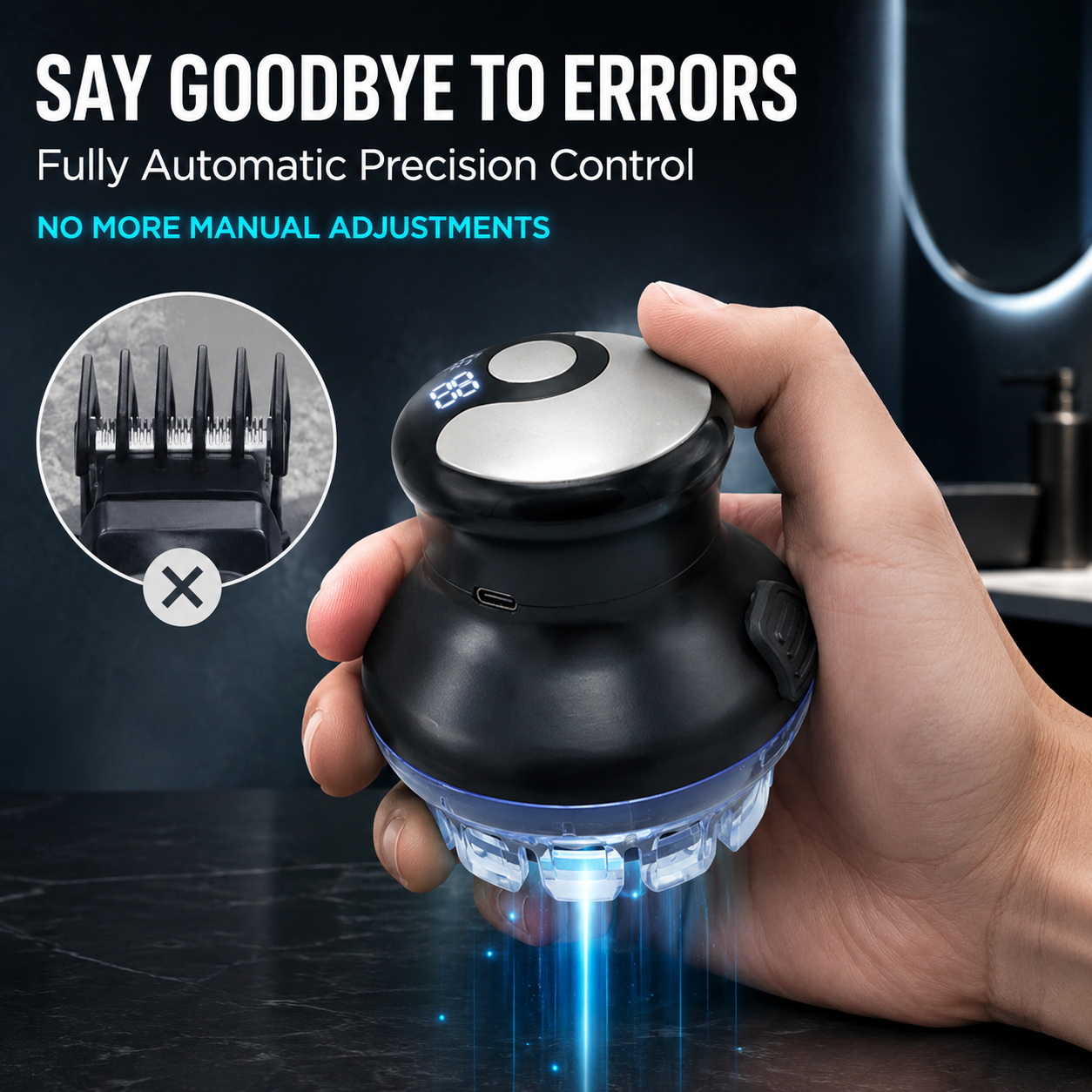 ✂️ Cut Your Hair at Home in Minutes – 360° Electric Hair Clipper with LED Display