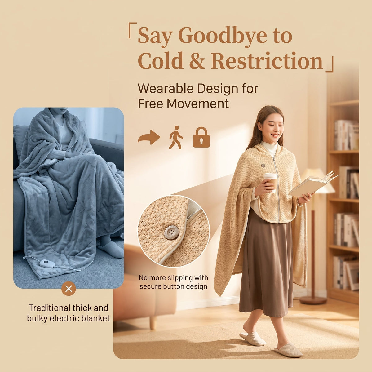 🔥 Free Shipping,Last Day 50% Off!🔥Portable USB Electric Heated Blanket Perfect for Outdoors or the Office. Use as a Single-Person Throw, Wrap, or Lap Blanket.