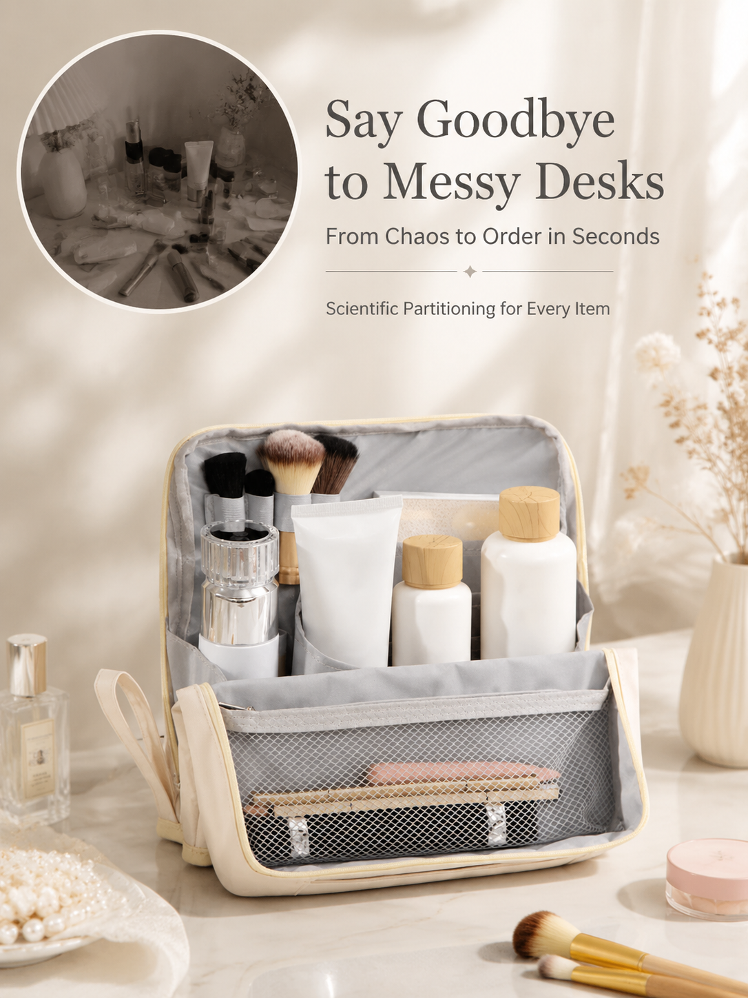 🔥Hot Sale🔥Stylish Handheld Partitioned Cosmetic Bag