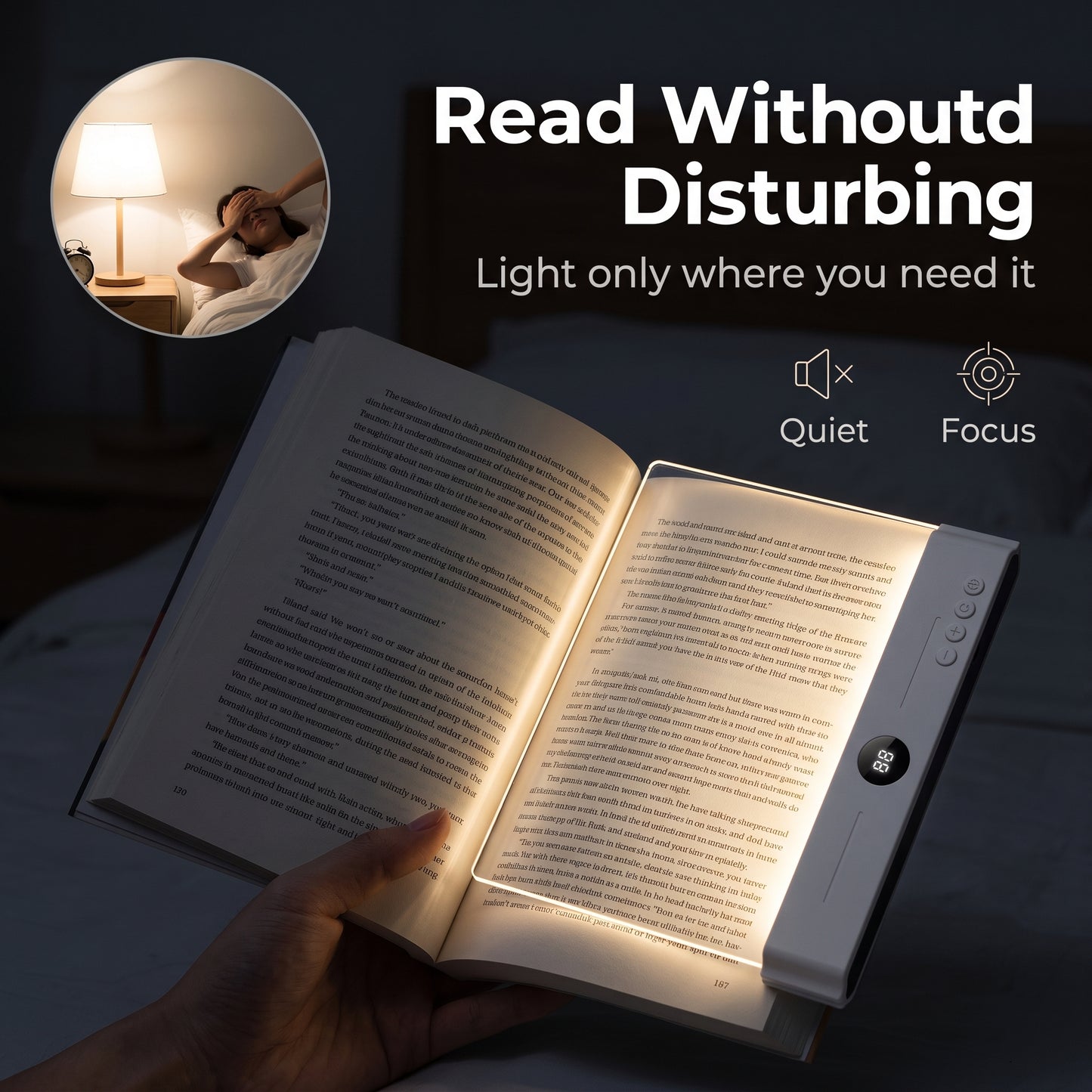 📖 Rechargeable LED Book Light – 3 Color Modes, Timer & Eye-Caring Reading
